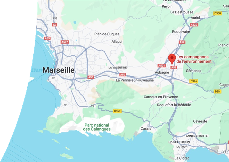 Carte d'implantation des locaux LCE à Aubagne